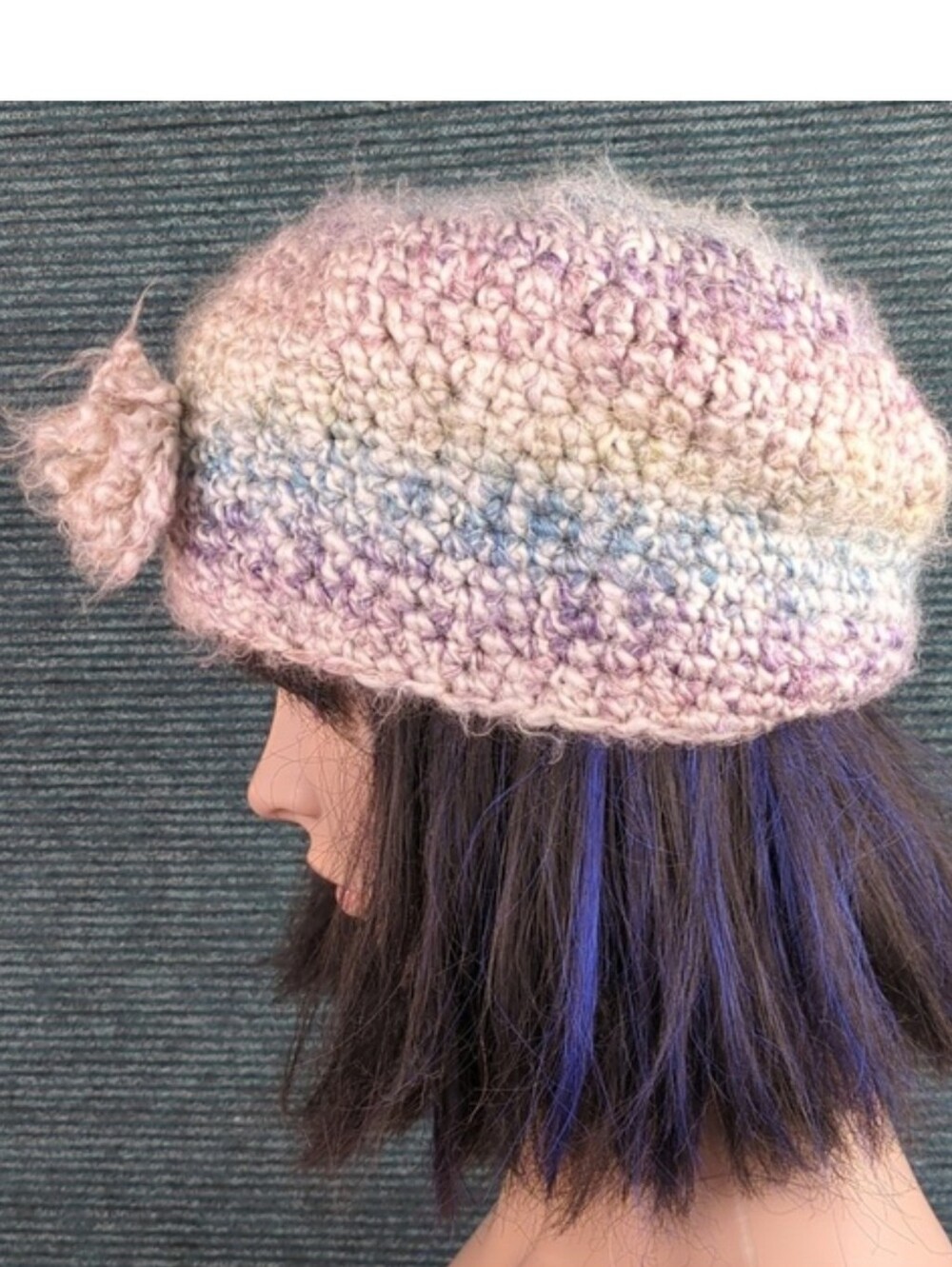Vintage, Super Soft, Knit Winter Hat In Pretty Pastels - Picture 2 of 5
